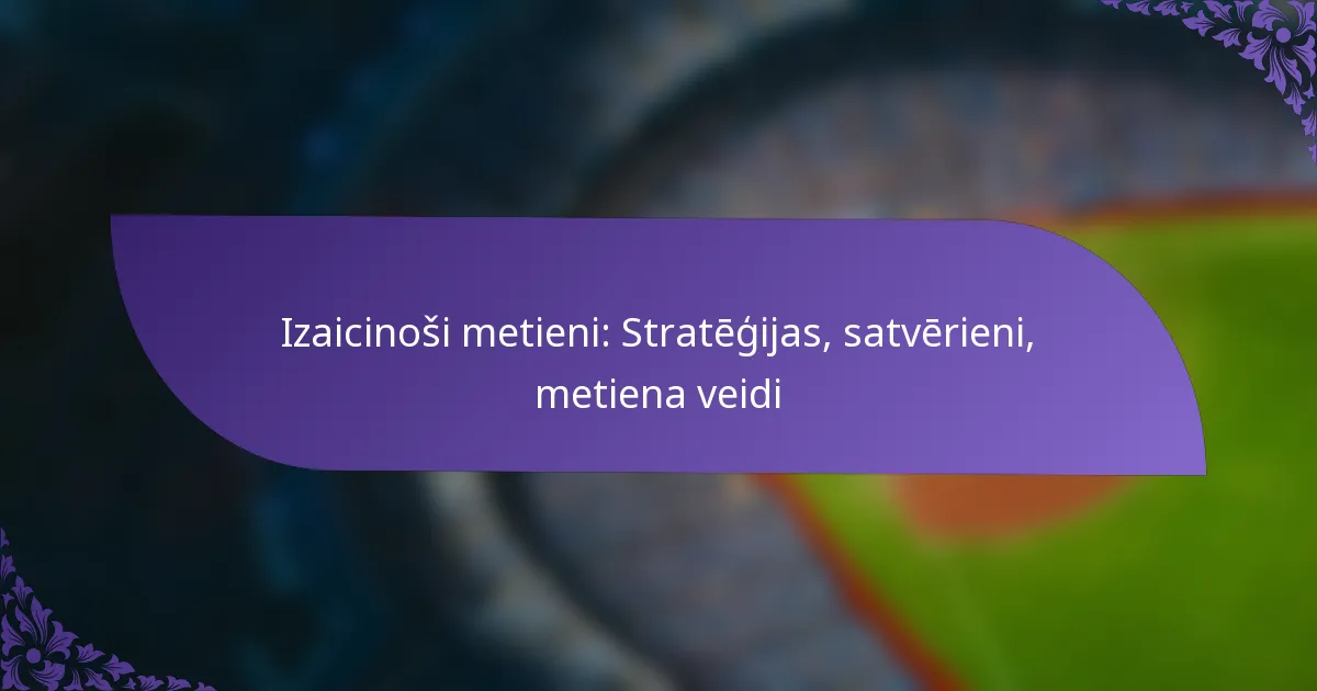 Izaicinoši metieni: Stratēģijas, satvērieni, metiena veidi