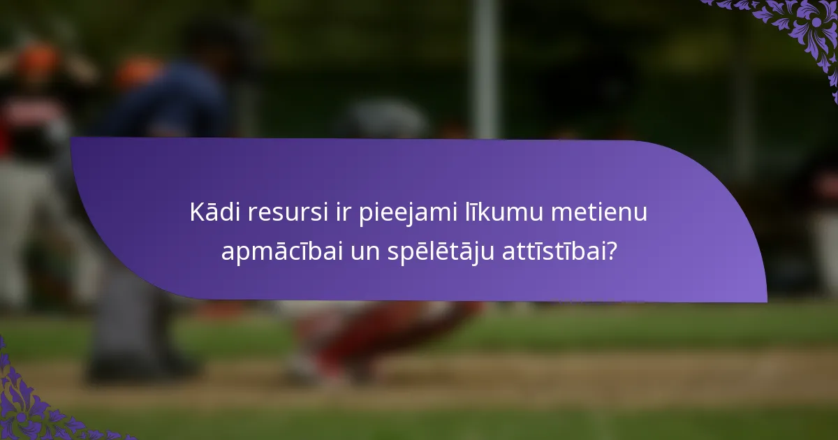 Kādi resursi ir pieejami līkumu metienu apmācībai un spēlētāju attīstībai?